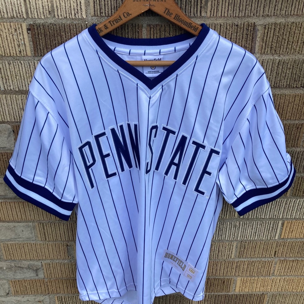 Penn State Nittany Lions Throwback‎ White Navy Pinstripe Jersey Mens Medium